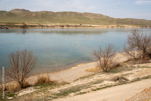 The raw beauty of the Kazakh steppe: Ili River before spring blooming