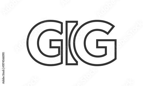 GIG logo design template with strong and modern bold text. Initial based vector logotype featuring simple and minimal typography. Trendy company identity.