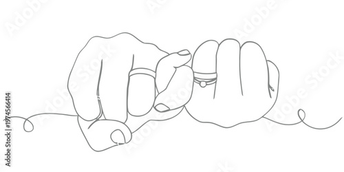 Pinky promise illustrated with simple line art of interlocking hands