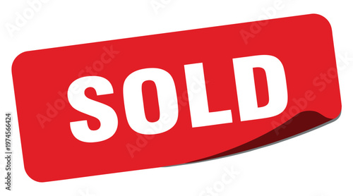 A vibrant red label displays the word sold in bold white lettering