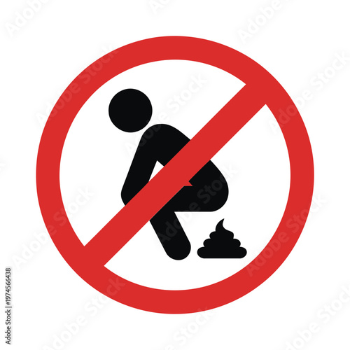Prohibition sign depicting a person squatting and defecating