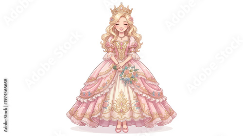 Beautiful Princess Wearing Pink Dress.