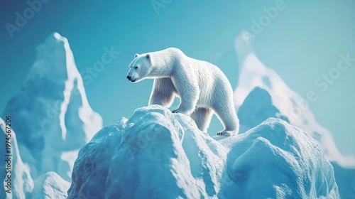 Wallpaper Mural Majestic white bear atop icy mountain peaks Torontodigital.ca