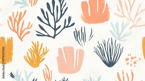 Wallpaper Mural Abstract pattern of painted coral-like shapes Torontodigital.ca