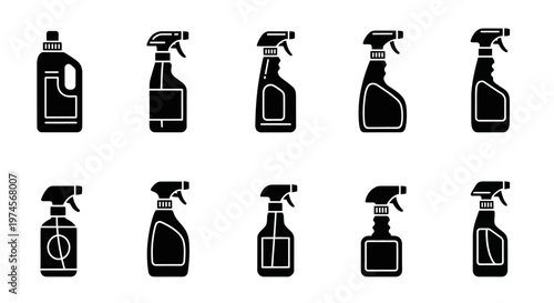 Black and white spray bottle icons.