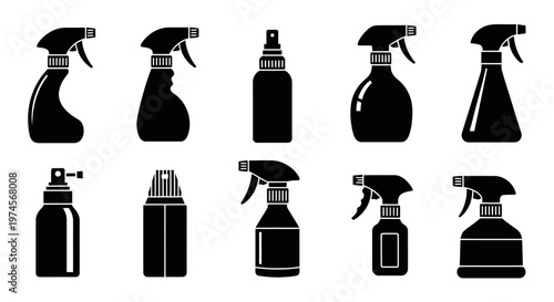 Black silhouettes of spray bottles.