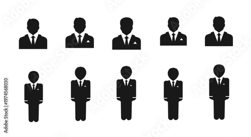 Businessmen in suits standing together.