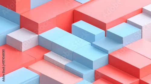 Wallpaper Mural Abstract geometric pattern of overlapping cubes in pastel colors Torontodigital.ca