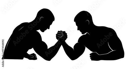 Two men arm wrestling competition strong.
