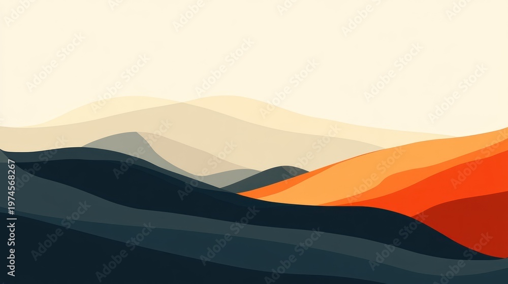 custom made wallpaper toronto digitalAbstract landscape of layered mountains in soft pastel colors