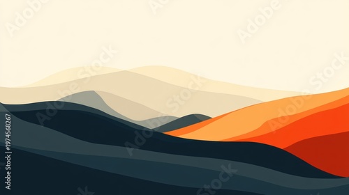 Wallpaper Mural Abstract landscape of layered mountains in soft pastel colors Torontodigital.ca