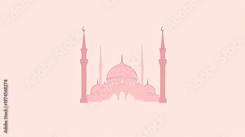 Wallpaper Mural Pastel pink mosque silhouette Torontodigital.ca