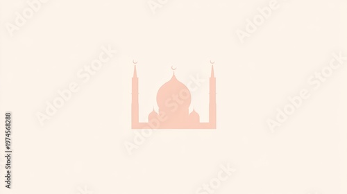 Wallpaper Mural Simple, light pink mosque silhouette against a pale background Torontodigital.ca