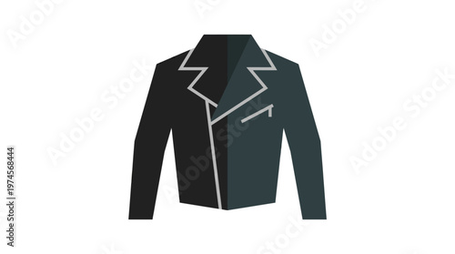 Black jacket with white trim detail.
