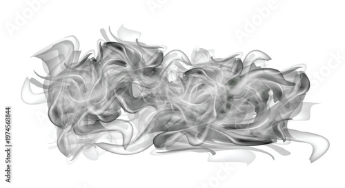 A delicate winter scene captures ice and snow clinging to branches against a backdrop of soft blue clouds and ethereal white fog, vector illustration.