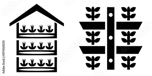 Vertical garden wall with plants silhouette vector illustration collection for indoor eco decor