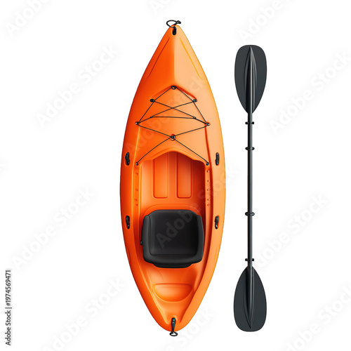 Yellow kayak isolated on white. Outdoor activity