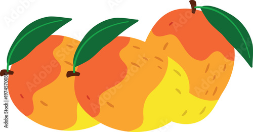 A fun cartoon illustration of a sweet ripe pear and apple with a green leaf designed as a healthy food icon for a nature garden