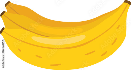 A fresh bunch of ripe yellow bananas and a single peeled fruit are isolated on a white background in this healthy organic food vector illustration of tropical snacks