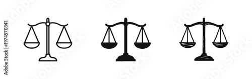 Scales of Justice Icon Set - Law, Fairness, Balance, and Equality Symbol