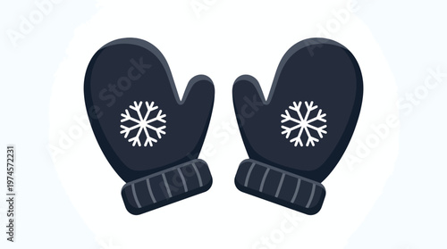 Black winter gloves with snowflakes.