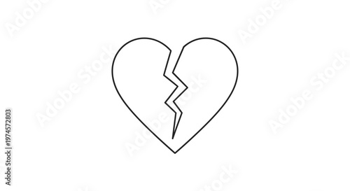 Broken Heart Symbol Illustration - Sadness and Loss Concept