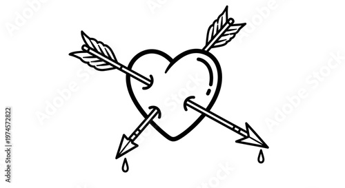 Broken Heart with Arrows, Symbol of Love and Pain