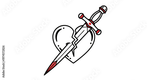 Broken Heart with Sword - Symbol of Painful Separation and Loss