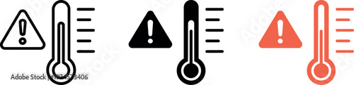 Thermometer with threat level icon vector illustration indicating fever or heat danger alert symbol for medical and safety design