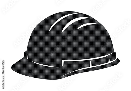 Black hard hat vector icon, essential safety helmet for construction and industrial work, protective headgear graphic resource for safety illustrations and signage.