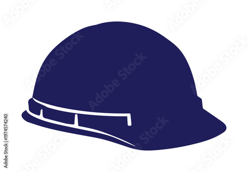 Dark blue equestrian riding helmet vector illustration, classic jockey cap, horse riding safety gear, flat graphic design element for sports and hobby projects