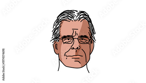 Stephen King  portrait, flat vector illustration