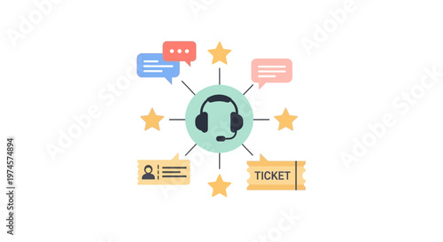 Customer support agent wearing headphones.