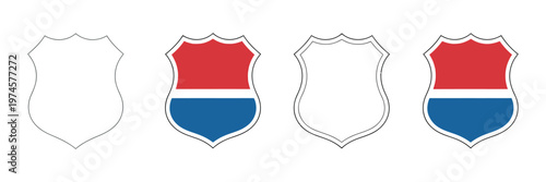 US Route signs vector illustration featuring Interstate highway shield icons and United States road navigation markers for travel and transportation design