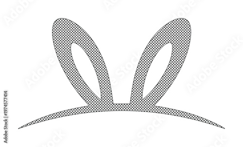 Orejas de conejo minimalistas en estilo plano, silueta de orejas de liebre gris, gráfico vectorial para pascua y diseño infantil