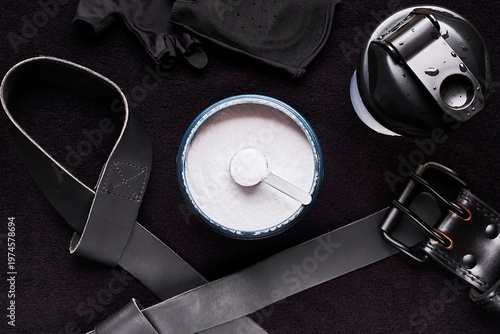 Creatine Monohydrate Powder in Bottle