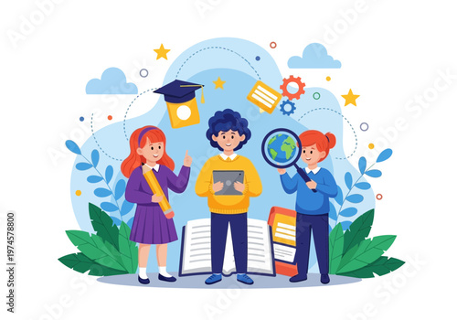 Children learning with educational tools