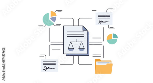 Law legal document with scales.