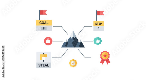 Mountain Goal Achievement Success Concept.
