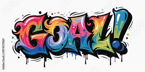 Graffiti Goal Typography Urban Soccer Street Art Vector