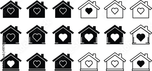 Home icon. Solid house silhouette with roof and window for real estate, apps and property tools vector. Minimal building shape for interfaces, maps and housing services sign. Clean dwelling concept.