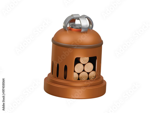 wooden stove icon 3d illustration render