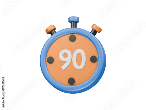 90 minutes game timer icon 3d illustration render