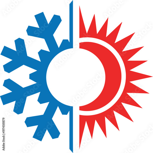Winter and summer icon heat and freeze vector illustration hot and cold temperature symbol