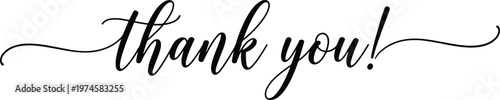Thank you message in elegant black calligraphic script on transparent background