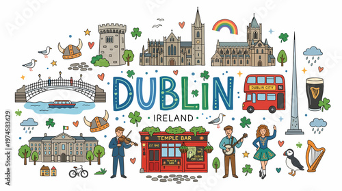 Dublin Ireland Collage: Landmarks, Culture, and Icons