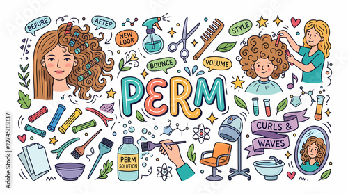 Hair Perming Process - Before and After Transformation