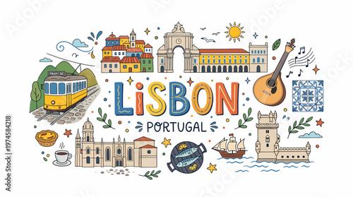 Lisbon Portugal Travel Collage - Icons and Landmarks