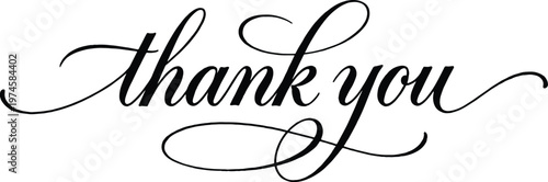 Thank you message in elegant cursive script font  appreciation expression  gratitude phrase