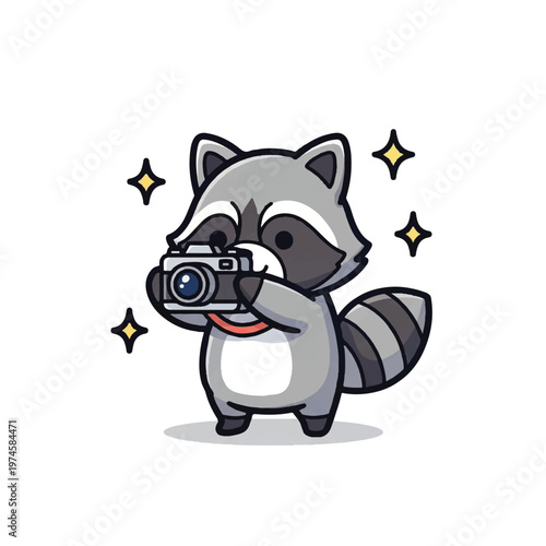 Raccoon holding a camera device.